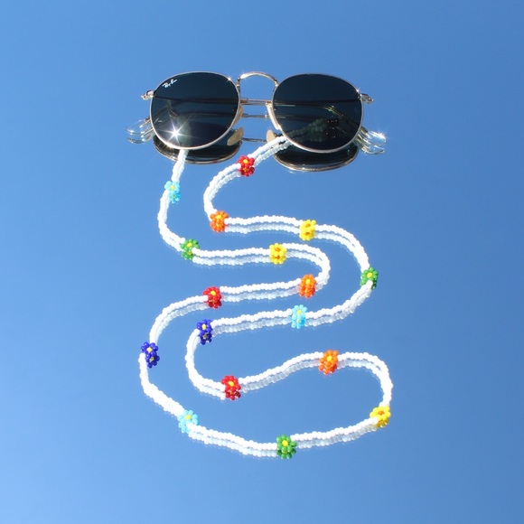 Rainbow Beaded Daisy Sunglass Leash Glasses Chain - Picture 4 of 4